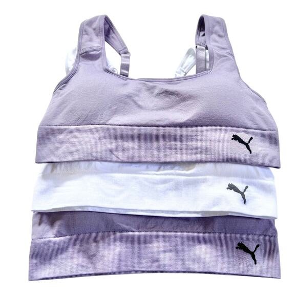 PUMA Seamless Sports Bra Large Pack of 3 Colors Moisture-Wicking Fabric New - Picture 1 of 9